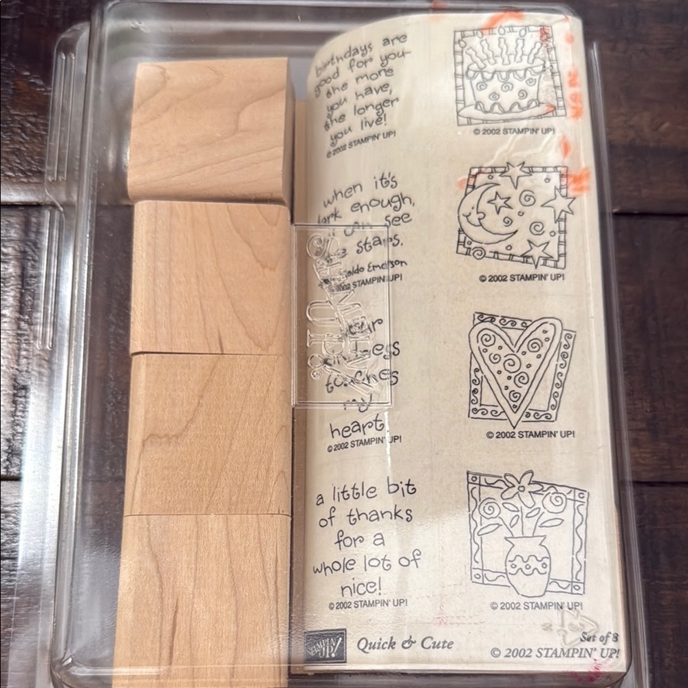 Stampin' Up! Quick & Cute Wooden Rubber Stamp Set